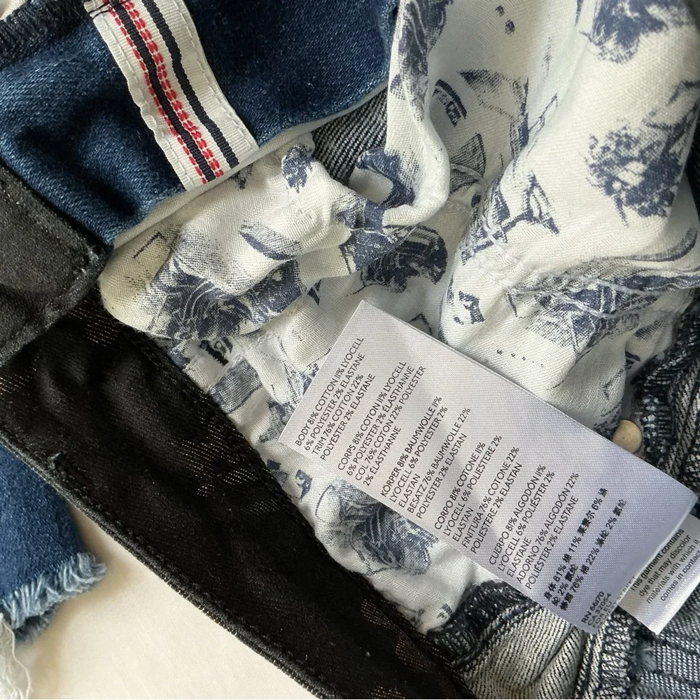 Pilcro Anthro High Rise Skinny Jeans Floral Contrast Sz 29 *Raw hem